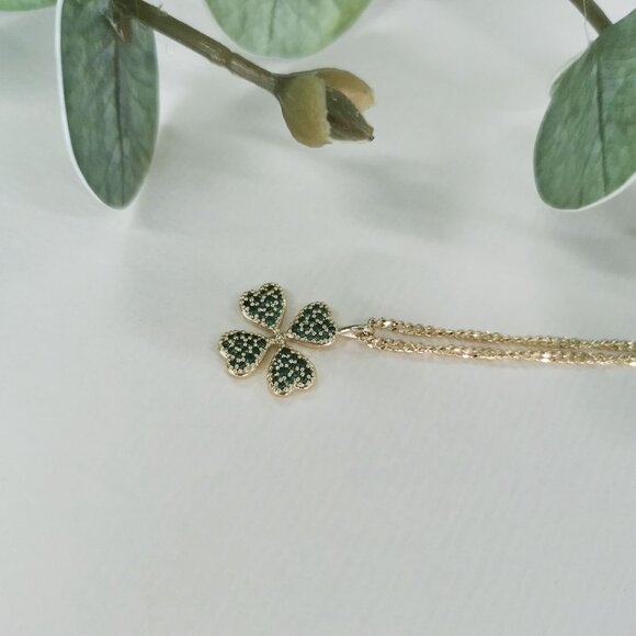 Kendra Scott Clover Gold Green Crystal Short Necklace - Picture 3 of 6